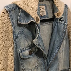 Half jean half sweater jacket